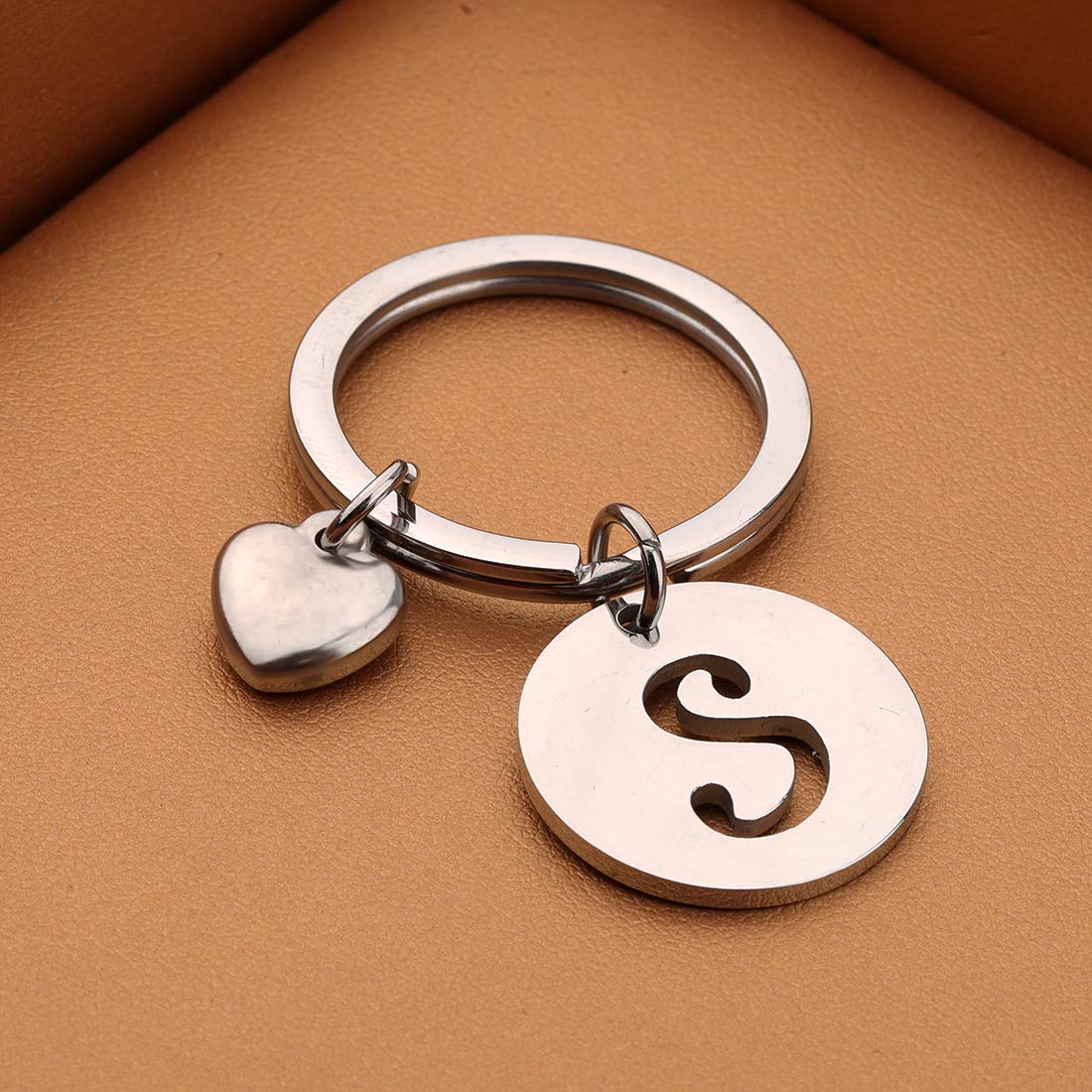HOLLP Initial Disc Charm Keychain 26 Initial Letter Alphabet Key Ring A-Z Initial English Charm Keychain