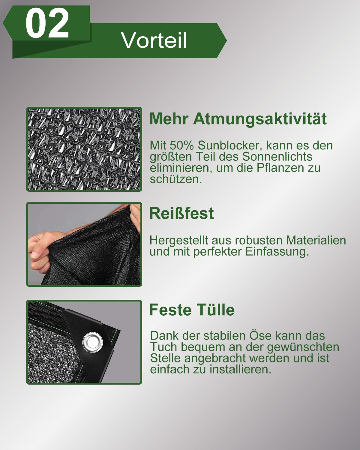 Schattierungstuch 50 % – 3x6 M, Schwarz | Sonnenschutz Für Pflanzen, Gewächshaus & Terrasse
