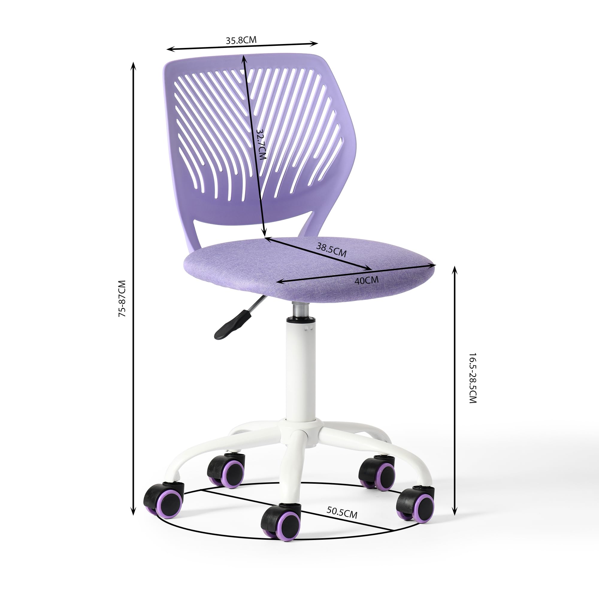 FurnitureR Sedia ergonomica scolastica con schienale in rete traspirante, altezza regolabile, viola morandi