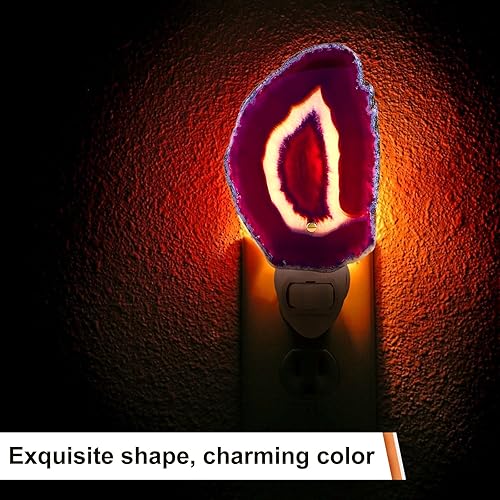 Miniatura 5 de Funtery 2 piezas de luz nocturna de ágata, luz nocturna de cristal enchufable a la pared con interruptor, lámpara de cristal LED, pasillo,