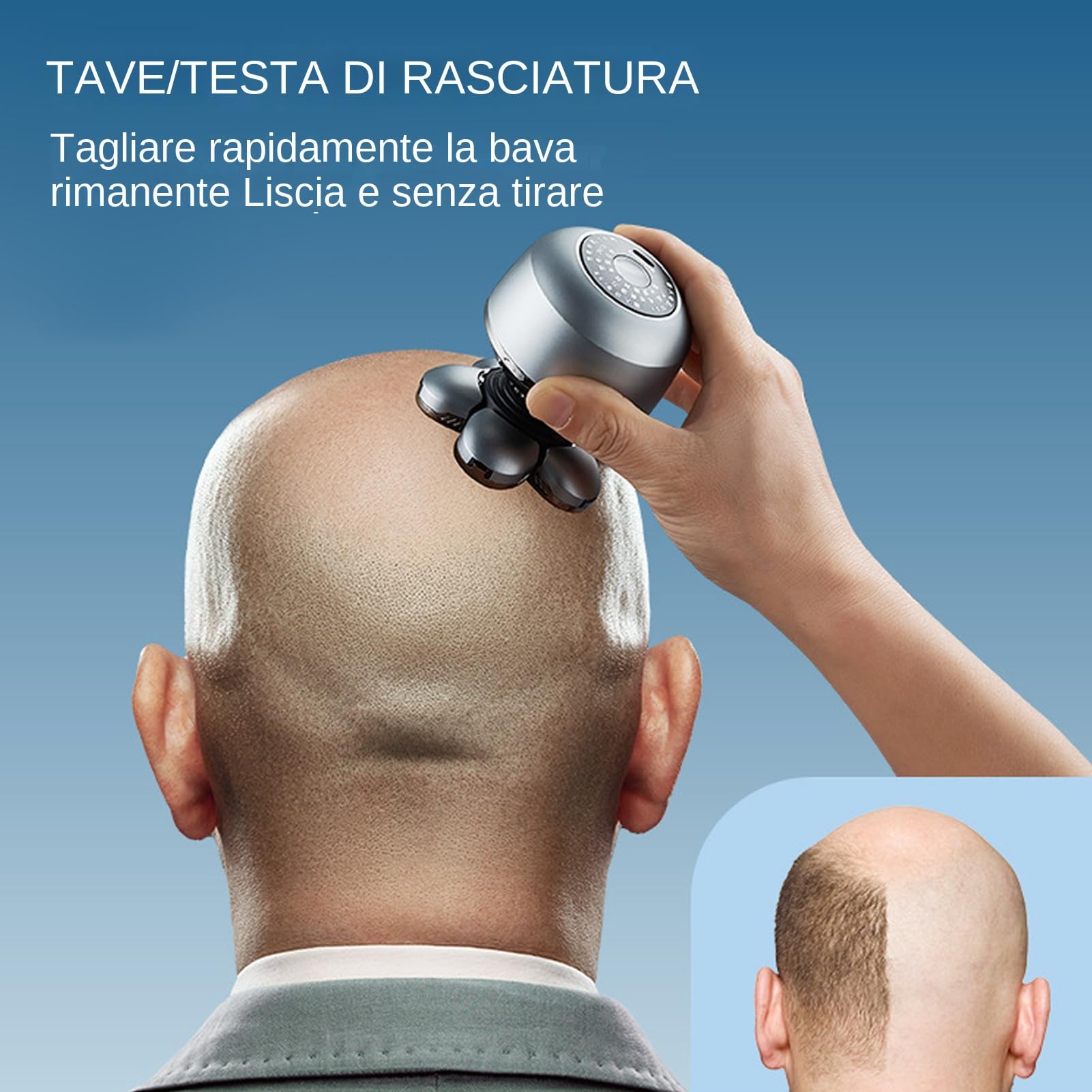 Rasoio Elettrico per Testa Rasoio Elettrico Lavabile | Rasoio Senza Filo Utilizzabile a Bagnato e Asciutto con per Barba e Corpo, Ideale per Casa, Viaggi e Ufficio