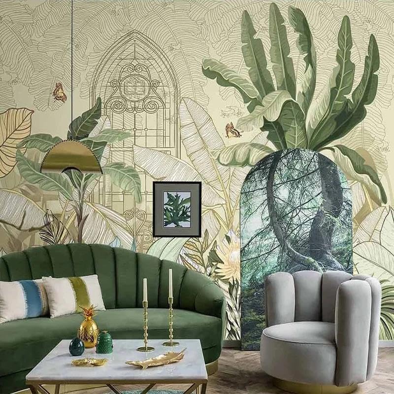 Papier peint plante 3D effet mural haut de gamme