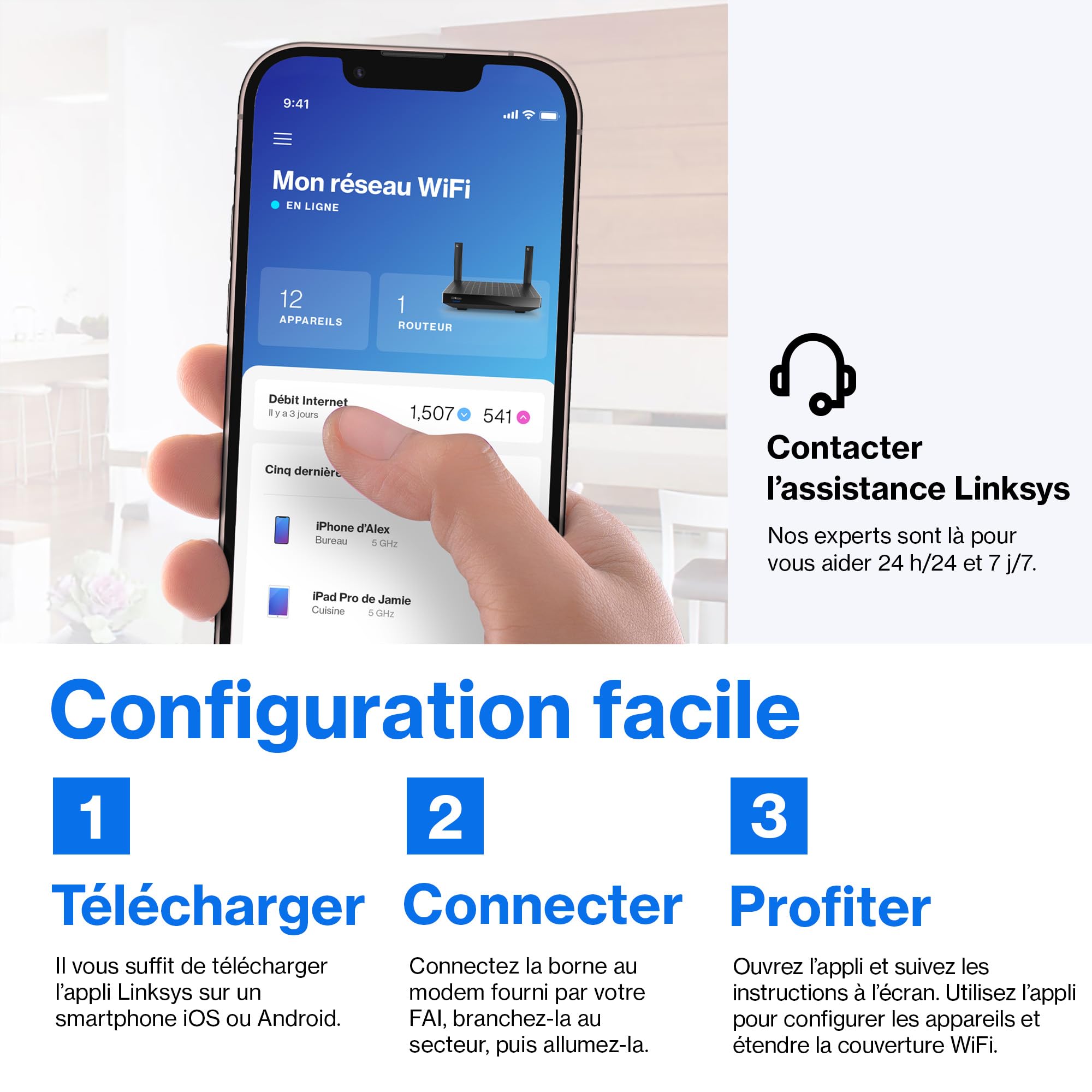 Linksys Routeur WiFi 6E Mesh Triple Bande Hydra Pro 6E (pour Jeux, 8 Flux, Bande 6 GHz, débit Jusqu’à 66 Gbit/s, Couverture de 250 m2, Plus de 55 appareils, Fonctionne avec Velop Mesh)