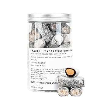 Haupt Lakrits Svenskjavlar Salty Licorice Swedish Black Licorice with Salmiak Salt Small Batch Candy 8.8 oz