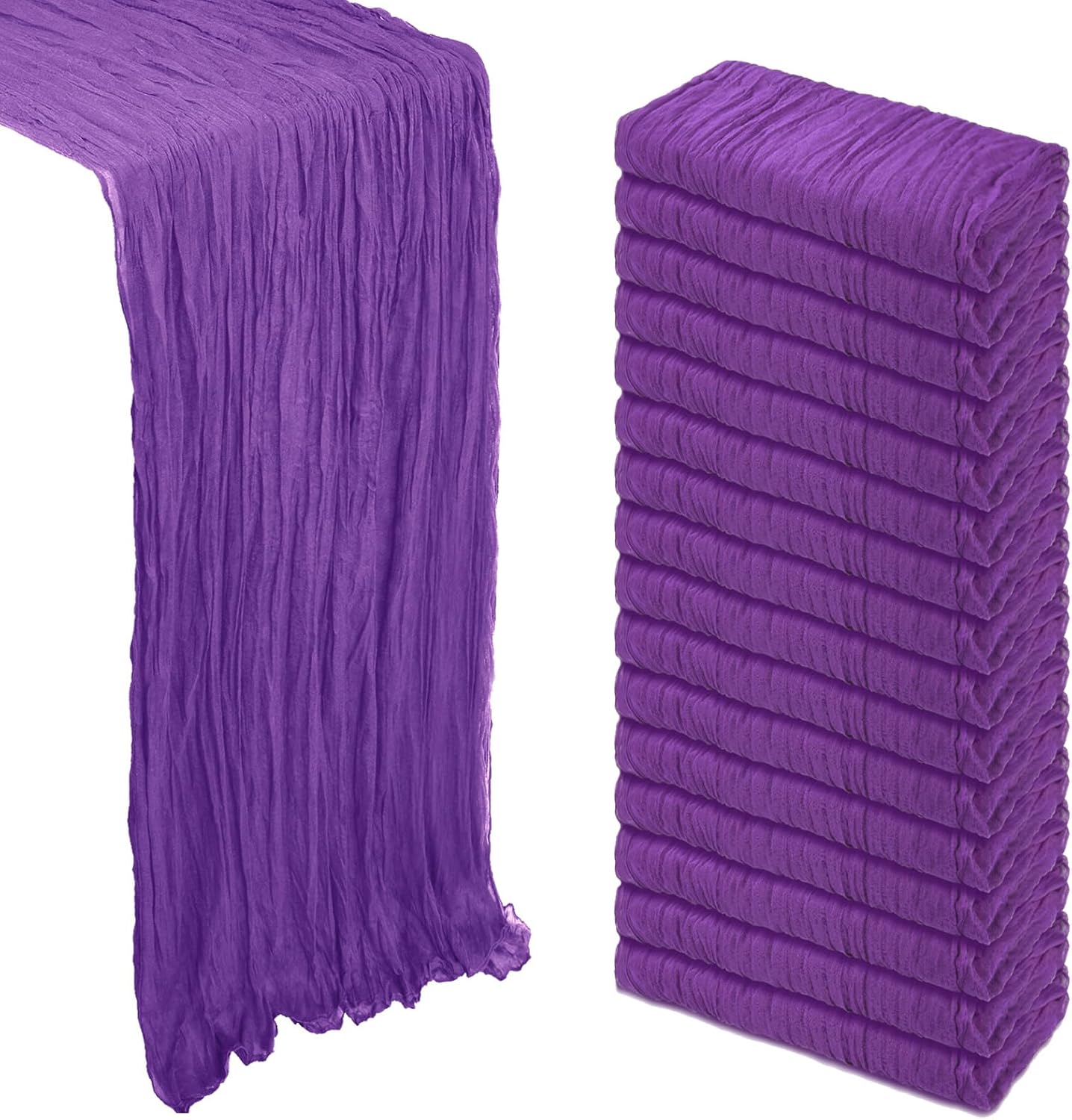 16 Pack Purple Cheesecloth Table Runner 10Ft Gauze Cheese Cloth Table Runner 120 Inch Boho Sheer Rustic Fabric for Summer Decor Bridal Baby Shower Wedding Centerpiece Home Table Decoration