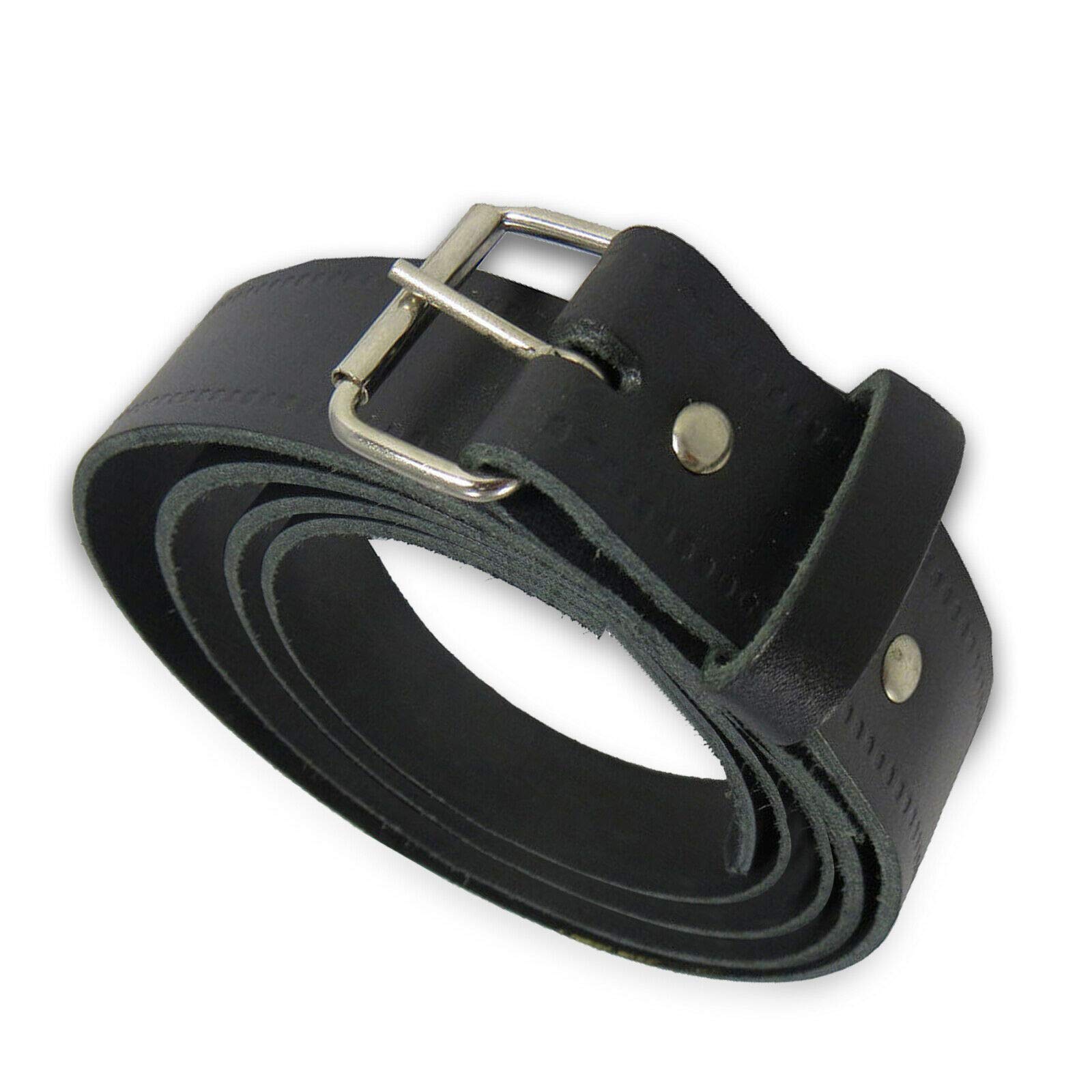 PHP leather belts for men with embossed leather for casual and formal use gents genuine leather belt (Black Roller 1.5, XXX LARGE= (46" TO 48" WAIST))