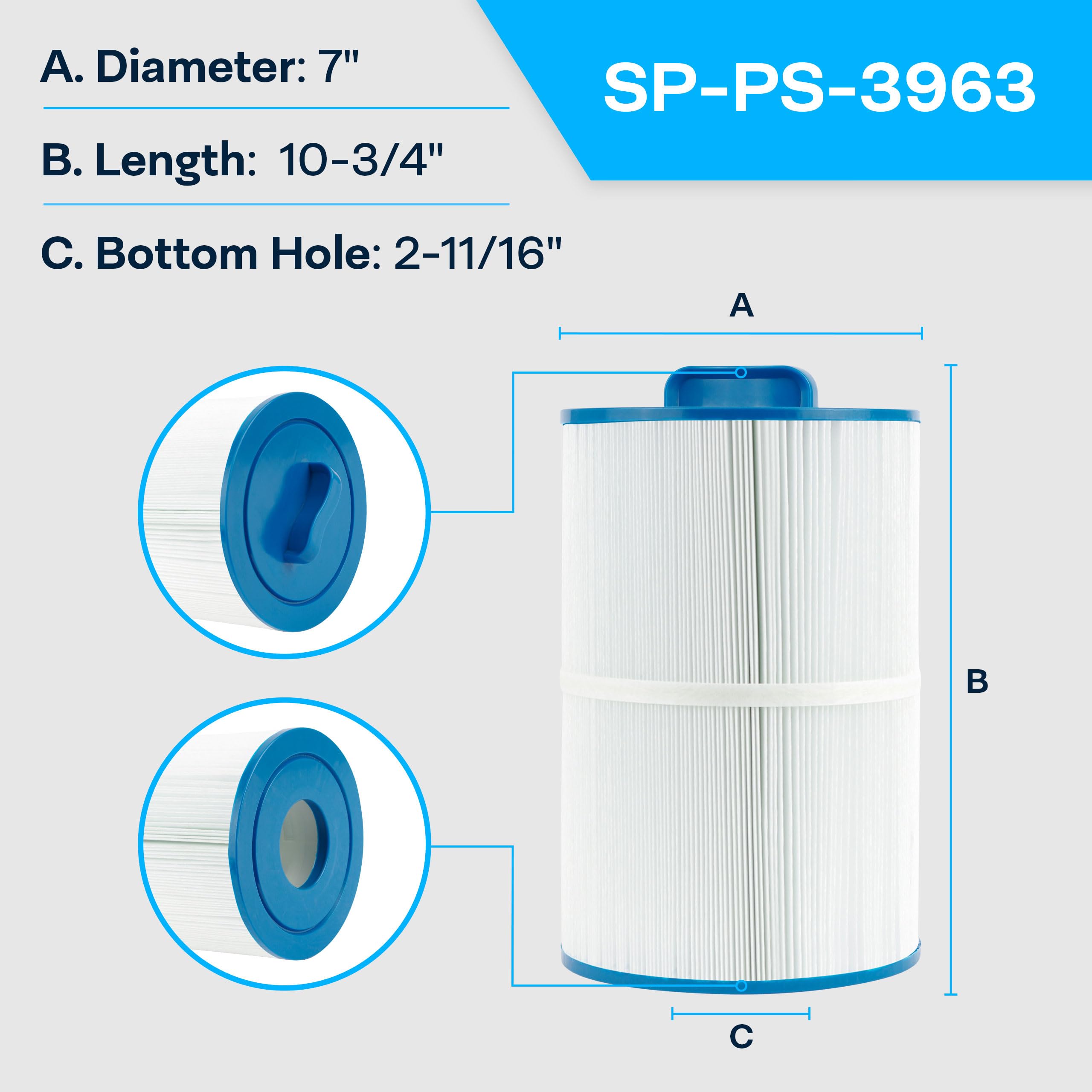 SpiroPure Replacement for Unicel C-7350 Filbur FC-3963 Pleatco PCD50N Caldera Spas 50 73532 1019401 Hot Tub Spa Pool Filter Replacement Cartridge