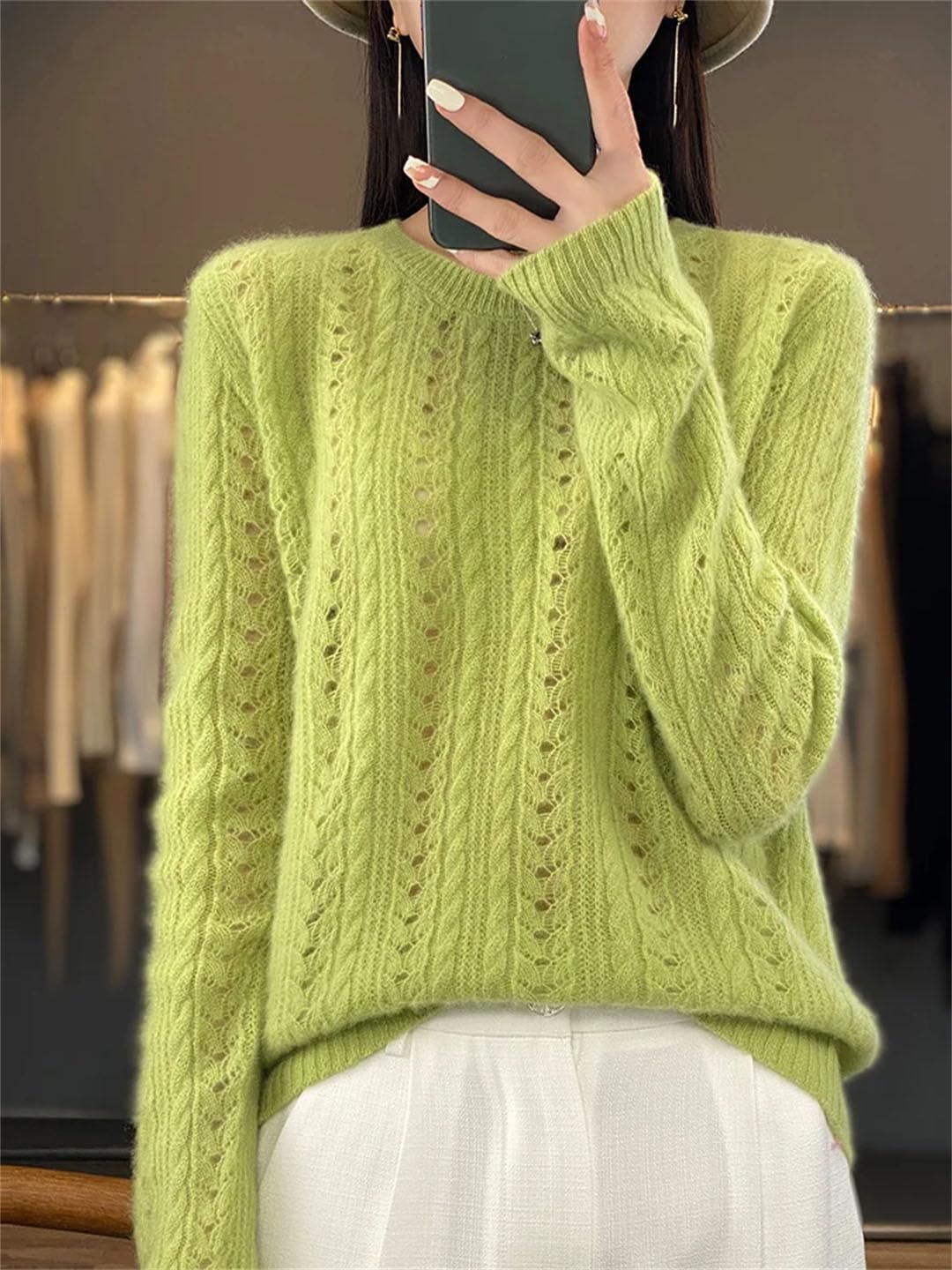 Vogrtcc Maglione Pullover in Lana Autunno Inverno da Donna