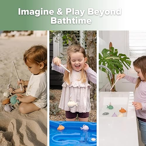 Miniatura 5 de haakaa Juego de juguetes de pesca de silicona para bebés, juguete de silicona de grado alimenticio para niños pequeños y niños, juguetes de bañera