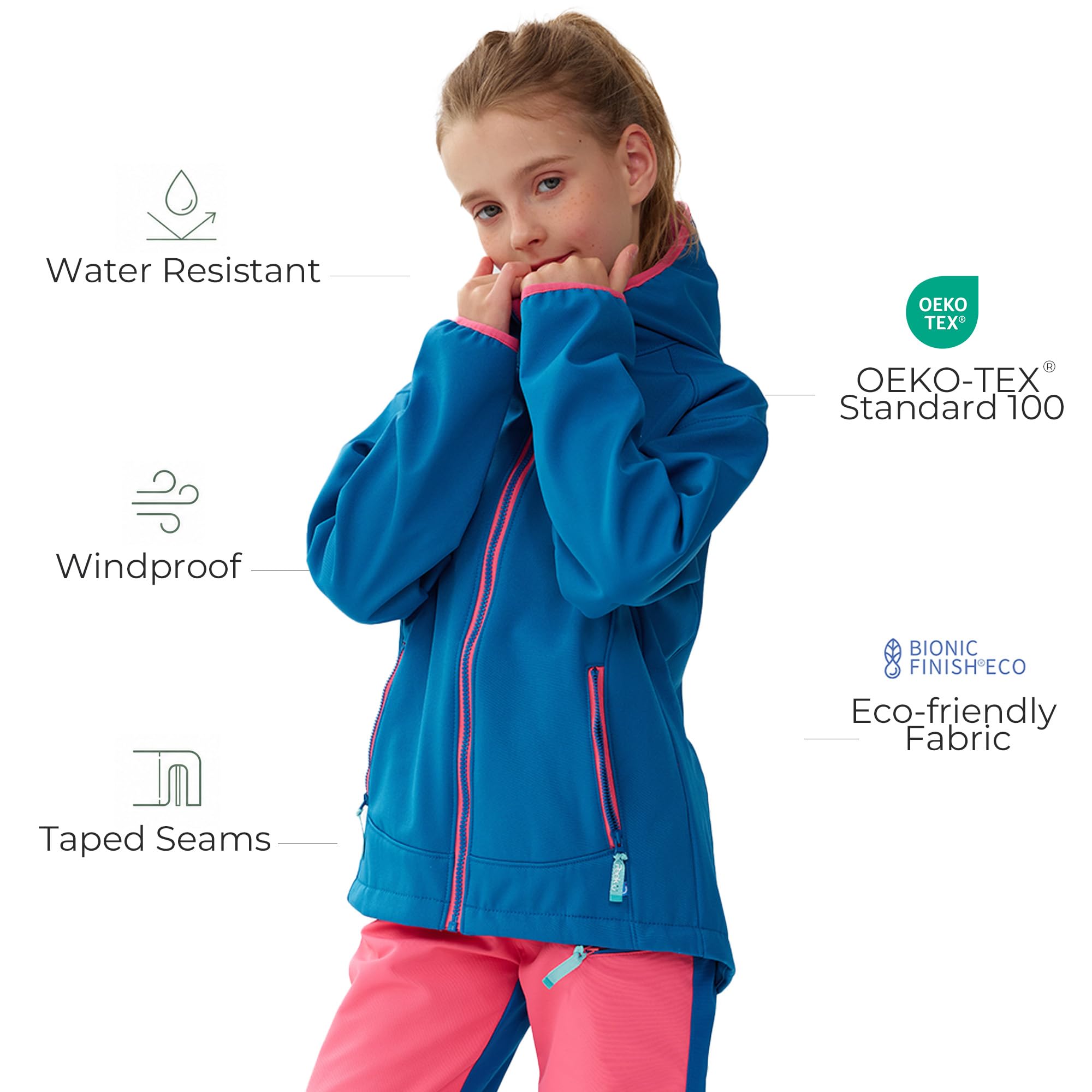 Kinderjacke mit Fleecefutter,Wasserresistente winddichte Jacke mit wasserreaktivem Print für Jungen und Mädchen