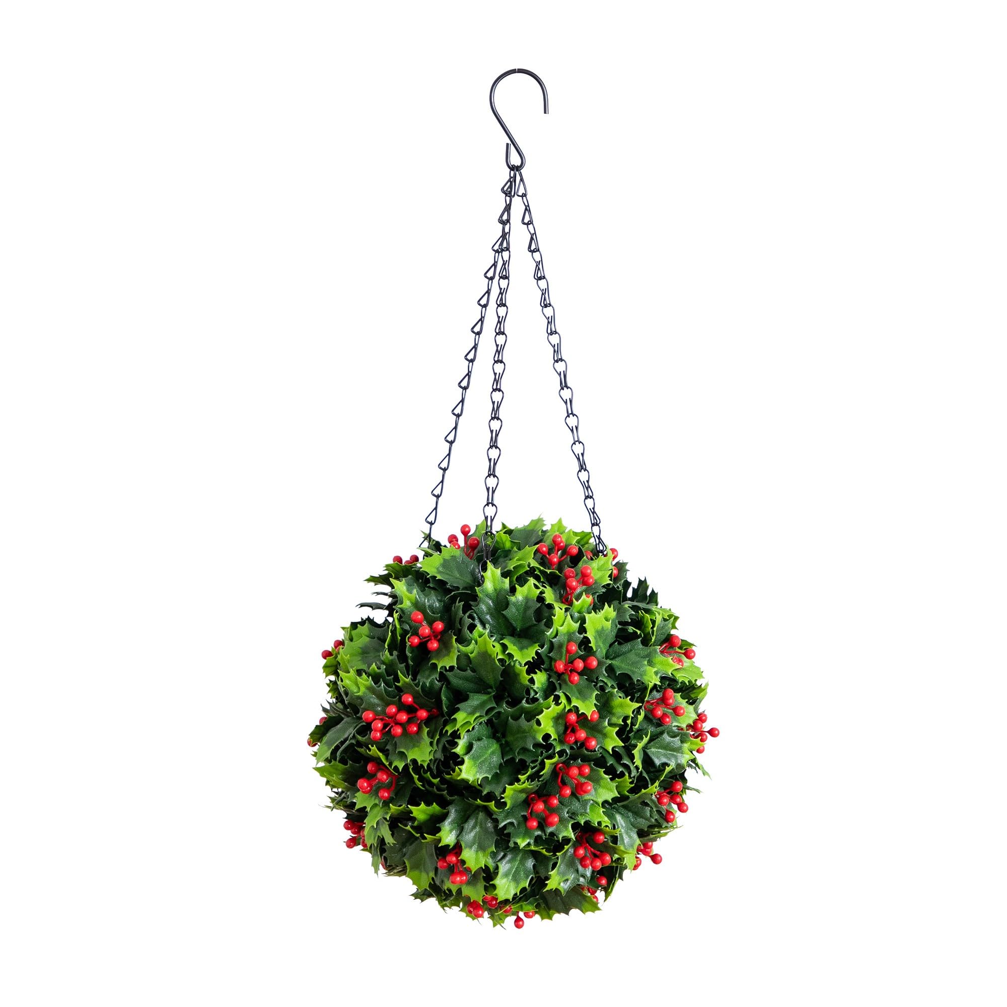 Nearly Natural 21in. UV-Resistant Artificial Holly Berry Christmas Ball