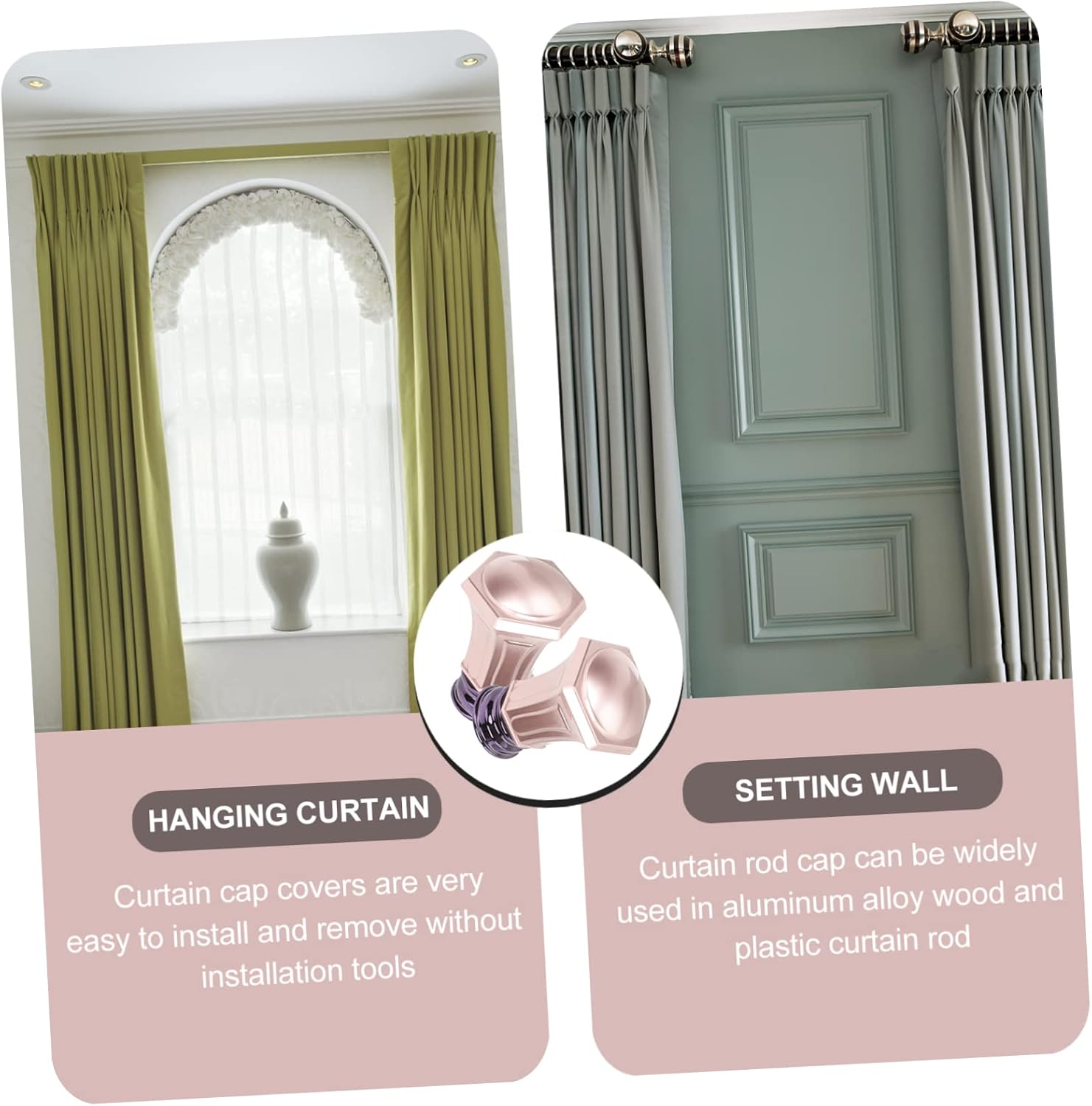 6pcs Curtain Tiebacks Gold Curtain Rod Ends Finials for Easy to Install