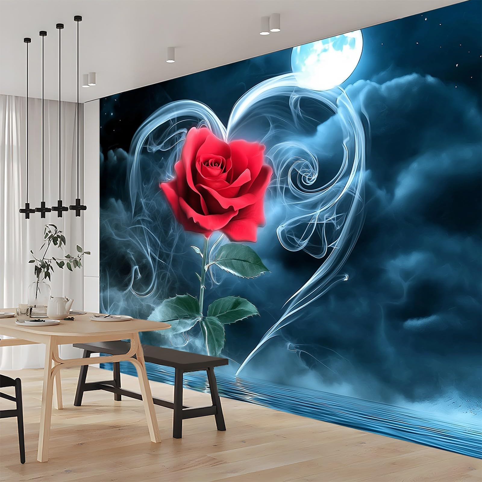 Vlies Fototapete Liebe Rosen Vliestapete Wohnzimmer Schlafzimmer 350x256 cm Vlies Tapete Art Wandtapete UV-Beständig Wanddekoration Tapete