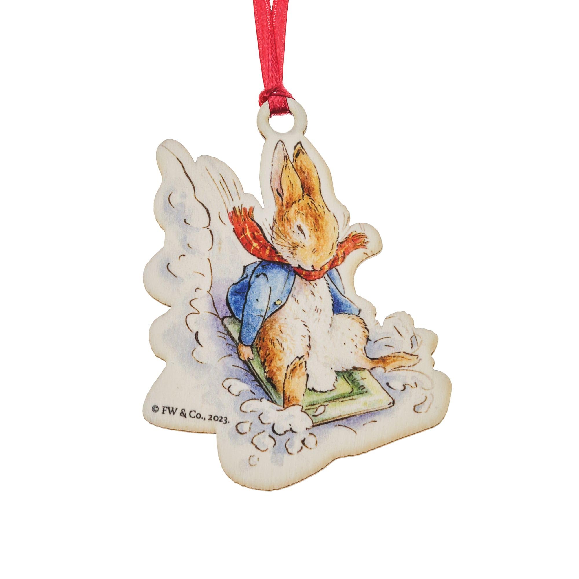 Beatrix Potter Peter W/stocking Wooden Ho Hanging Ornament