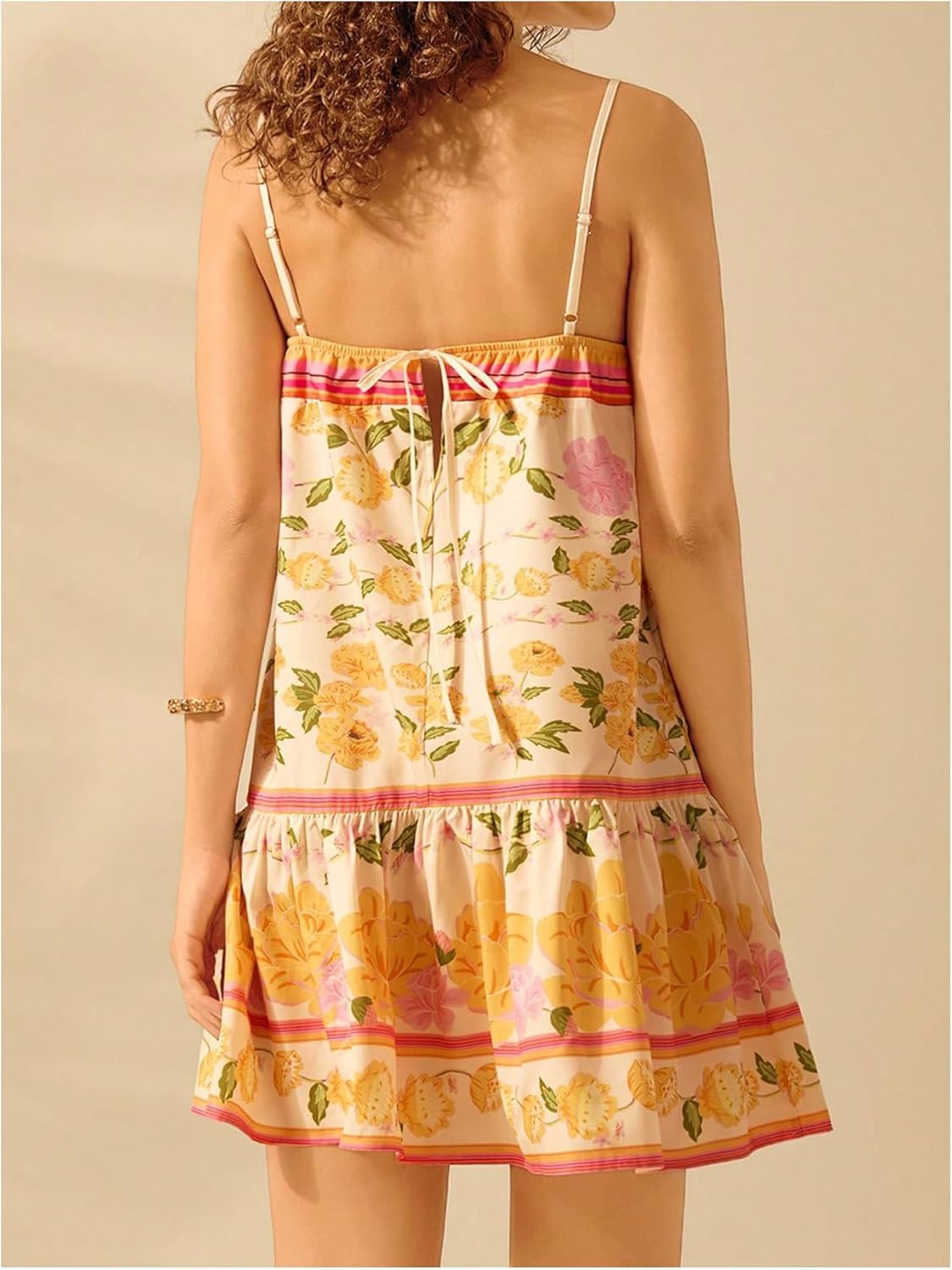 SHENHE Women's Floral Sundress Ruffle Hem Spaghetti Strap Loose Flowy Boho Cami Dress - Image 2