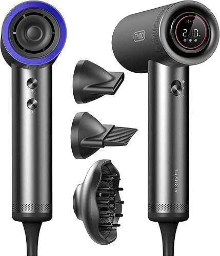 TYMO Secador de pelo, secadora profesional de alta velocidad de 1500 W con difusor, 110,000 RPM para secado rápido, 4 temperaturas y 3 velocidades,