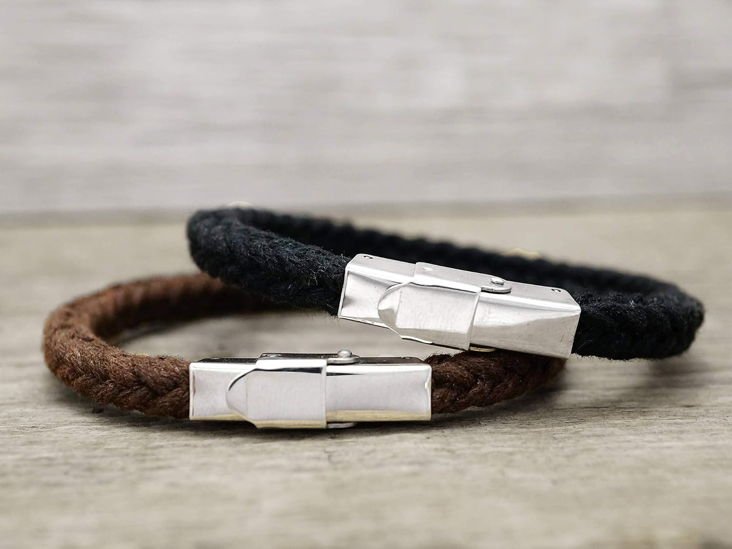 His and Hers Leather Bracelets, Matching Couple Quote Engraved- I'll love you forever, Stainless Steel Brown Leather cord Cuffs, Valentines Gift
