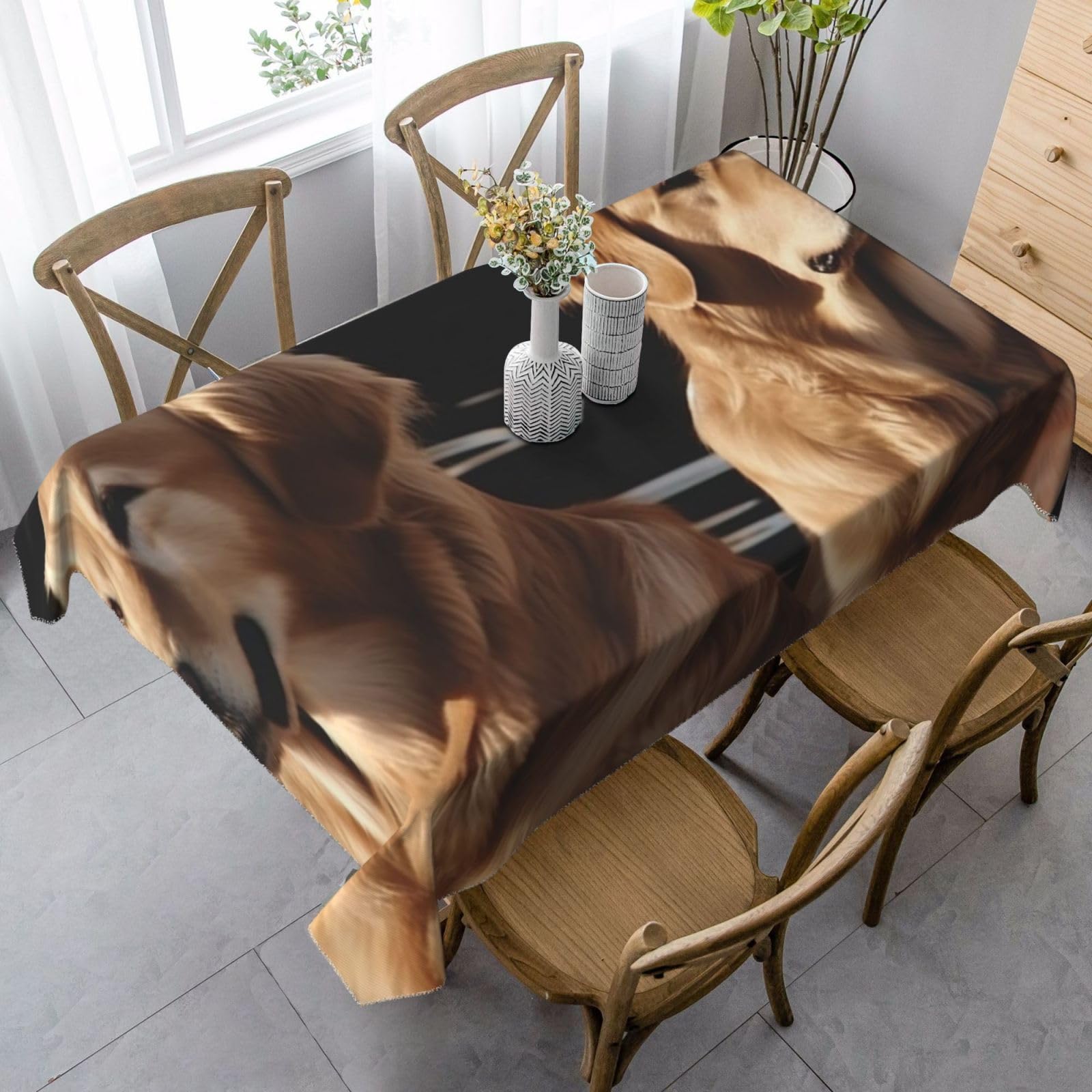 Nappe rectangulaire anti-tache pour éliminer les corvées de repassage en salle à manger