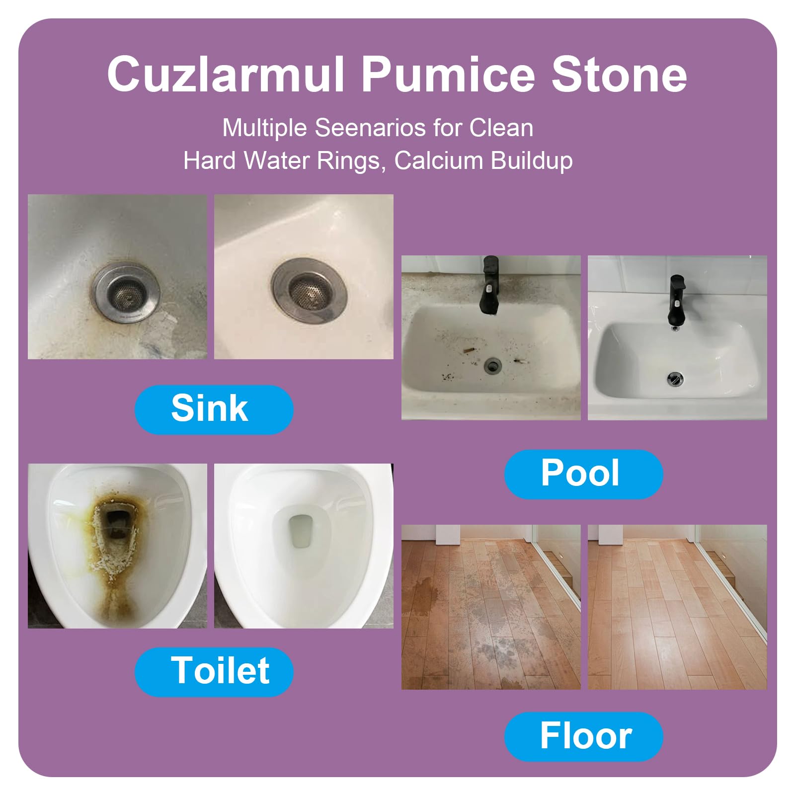 4 piezas de piedra pómez Pumice Stone Toilet Cleaner, piedra de limpieza para inodoro con 2 asas rosas, piedra de limpieza para inodoros, hornos, piscinas, barbacoas y bañeras