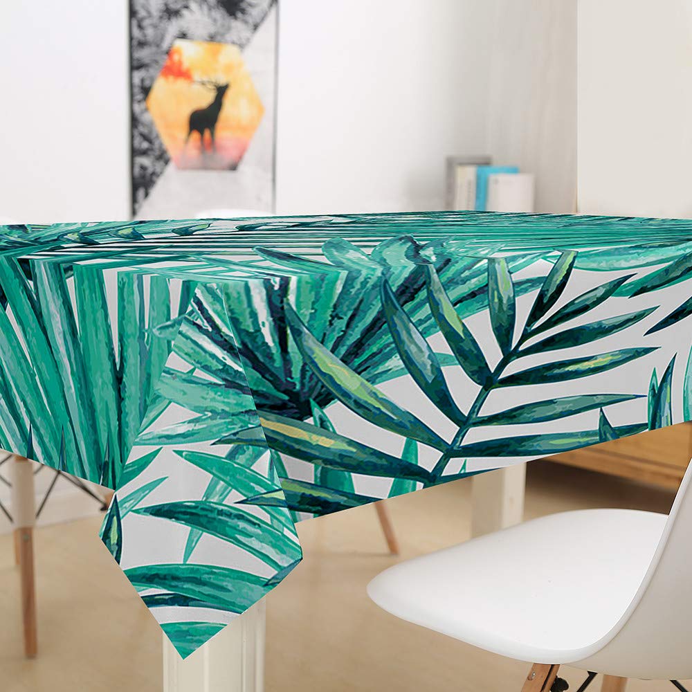 CAROMIO Nappe Rectangulaire Anti Tache, Nappe Noel 137x274cm Extra Large Lavable Verte