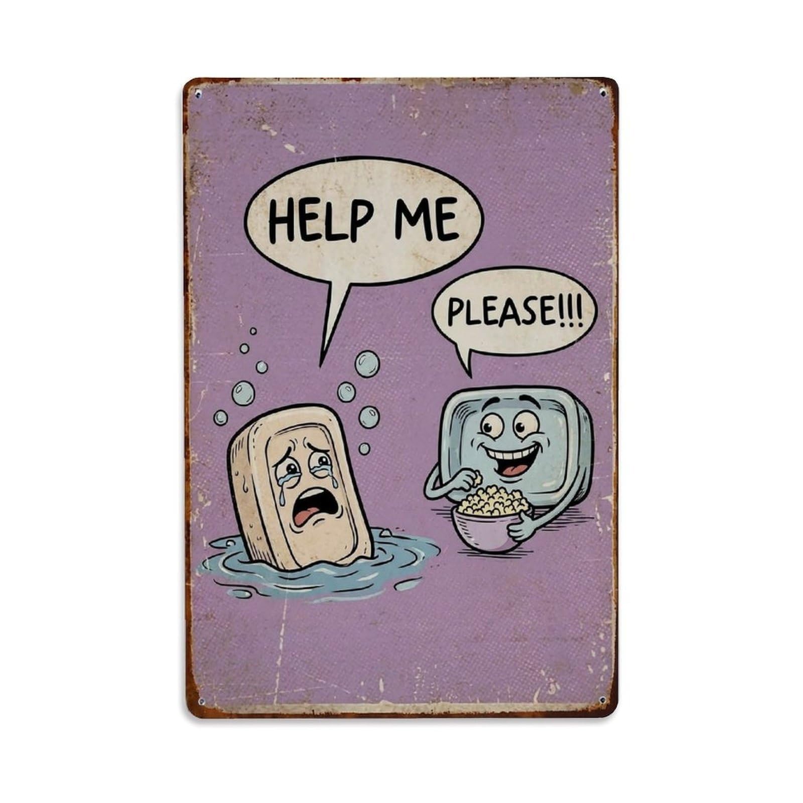 Help Me Please Funny Vintage Humorous Toilet Metal Tin Sign