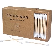 eyxformula Wooden Cotton Swabs, Sustainable Bamboo Sticks & Soft Tips, Natural Organic Cotton Buds for Ear Cleaning, Makeup Removal, Craft Projects, Personal Care, Pet Care, Household Use 200 Count