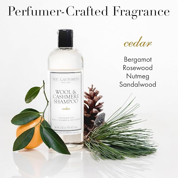 The Laundress Wool & Cashmere Shampoo, Double Concentrated Detergent, Cedar Scent, 16 oz + The Laundress Wool and Cashmere Fabric Spray, Wool Dewrinkle Spray, Fabric Refresher, Cedar Scent, 8 oz
