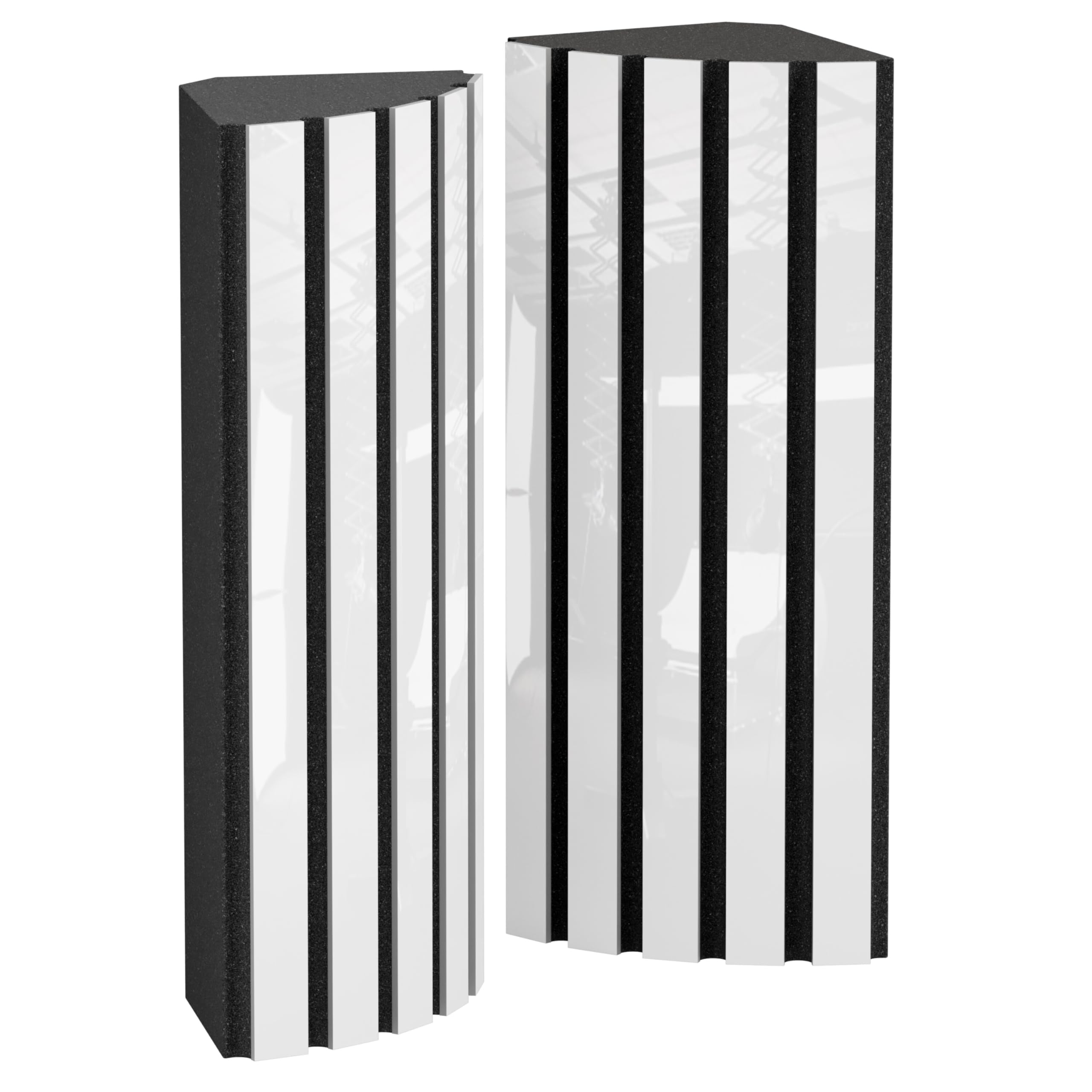 2er-Pack – Akustik-Eck-Bassfalle | Niederfrequenzabsorption für Studios und Theater | 50 x 23 x 14 cm | Schalldämmung, Absorption, Diffusion | Farbe:[x2 POLETRAP | Weiß glänzender Kunststoff]