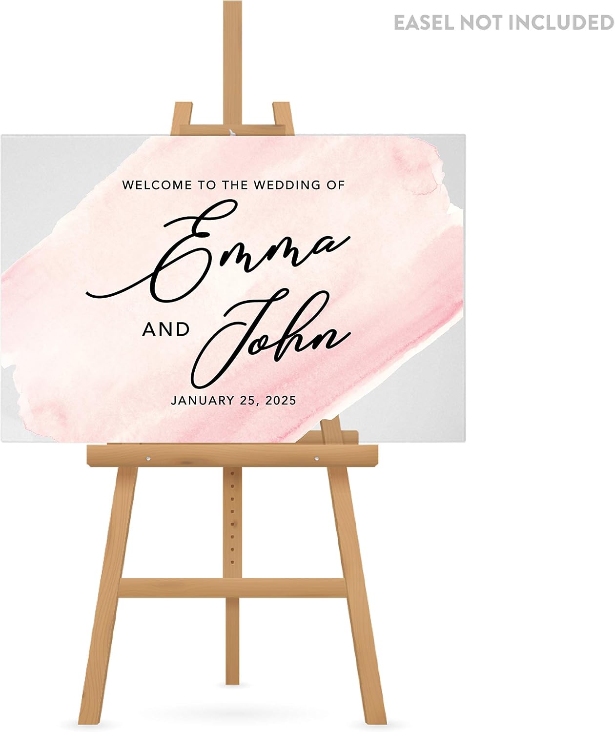 Andaz Press Custom Large Wedding Acrylic Sign, 16 x 24 Inches, Welcome Watercolor, Personalized Sign Our Canvas, Welcome Sign For Watercolor Theme