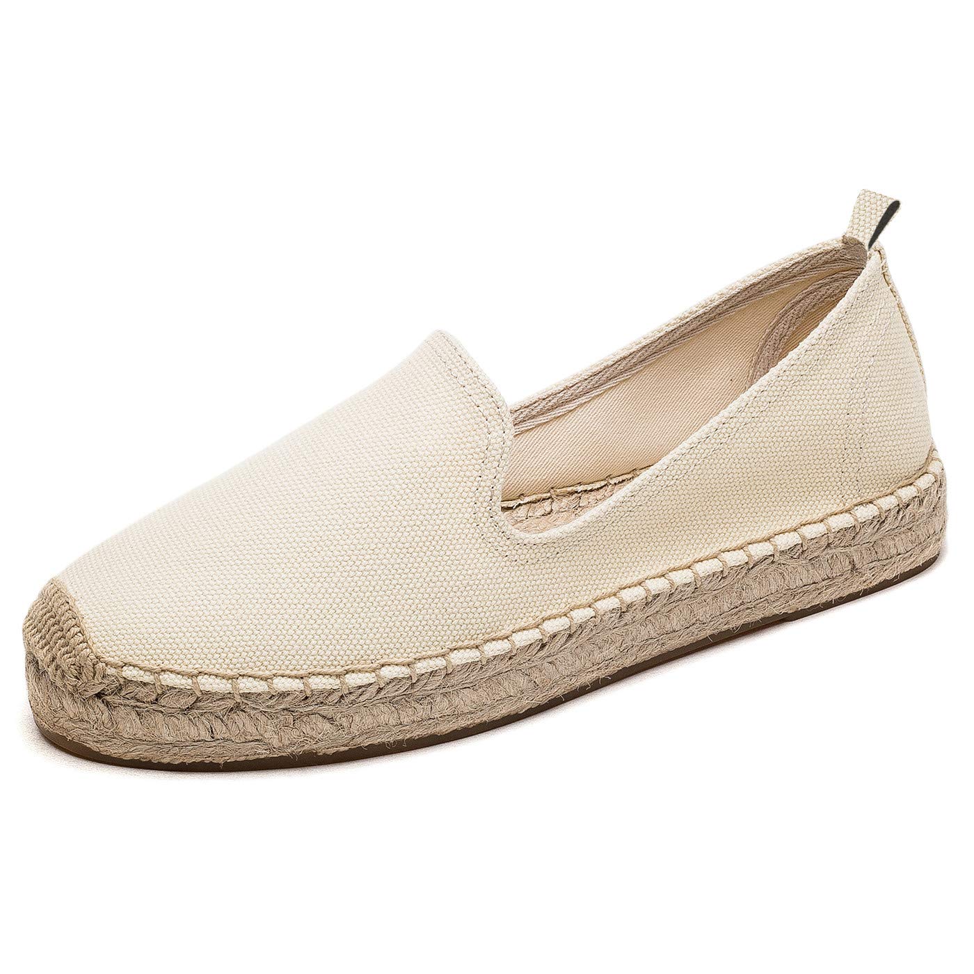 U-liteWomen's Classic Slip on Flat Shoes Casual Cap-Toe Platform Simple Espadrille Canvas Loafers