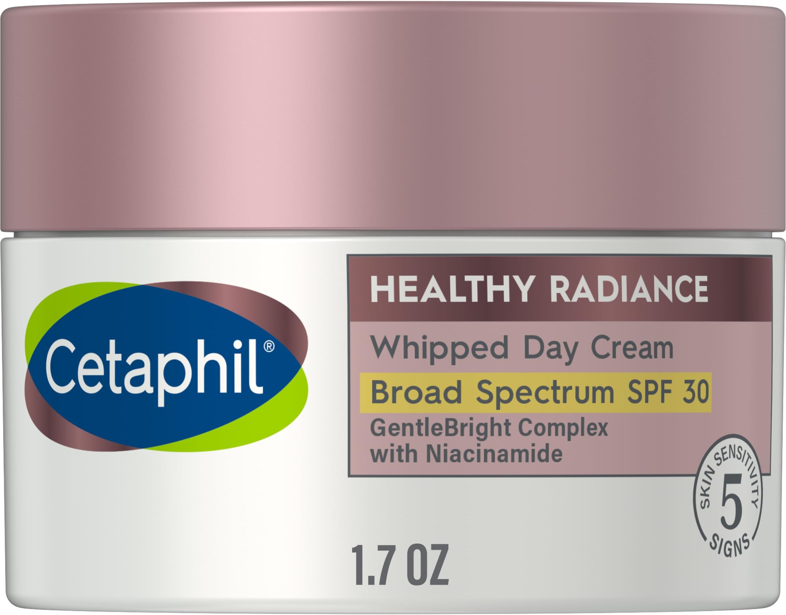 Cetaphil Face Day Cream, Healthy Radiance Whipped Day Cream w/SPF 30, Visibly Reduces Look of Dark Spots, Brightening Lotion, Designed for Sensitive Skin, Hypoallergenic, Fragrance Free, 1.7oz
