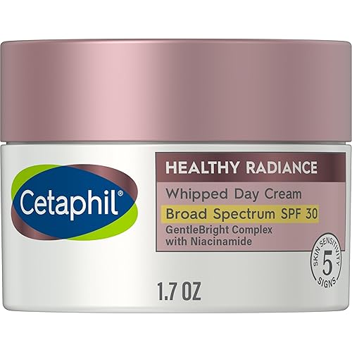 Cetaphil Crema de día facial, crema de día batida de brillo saludable con SPF 30, reduce visiblemente el aspecto de las manchas oscuras, loción