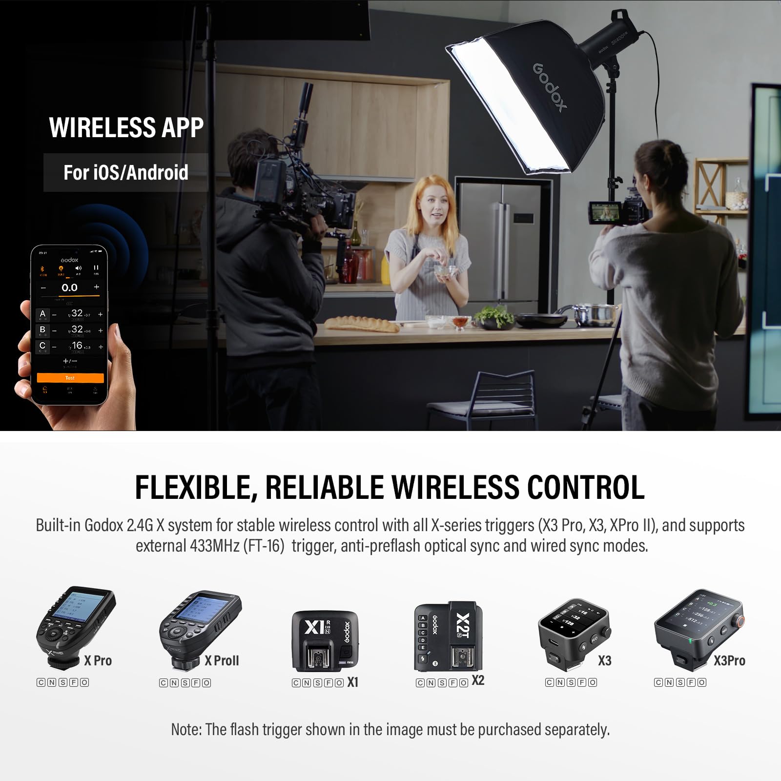 Godox SK400IIIV, kit flash stroboscopico da studio da 1200 W, aggiornamento 2026, monolight da 400 W, sistema wireless 2,4 G, supporto Bowens, softbox, supporti luce per fotografia di ritratto (kit