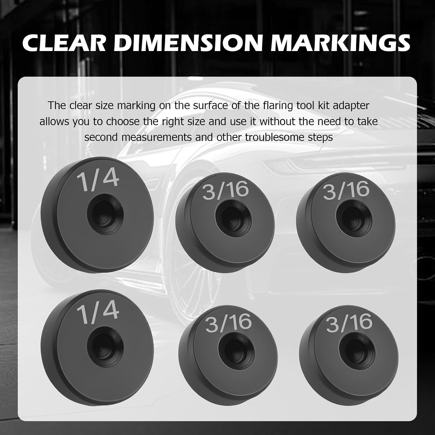 6PCS Brake Line Double Flare Tool Adapter 3/16" & 1/4",High-Strength Brake Line Flaring Tool Kit Adapter for Double Flaring,Brakes Flarings Tools Kit Adapters Car Accessories