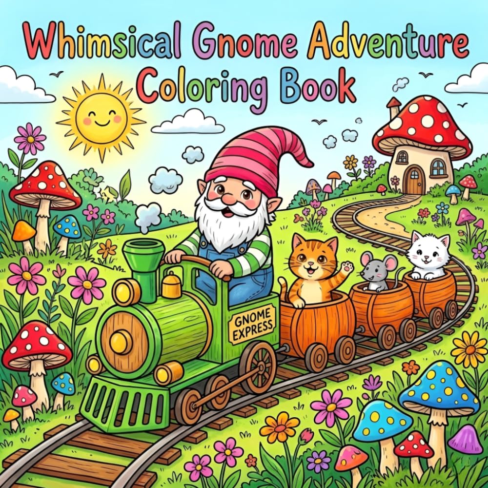 Whimsical Gnome Adventures: A Magical Adult Coloring Book for Stress Relief & Creativity 50 Enchanting Gnome Scenes