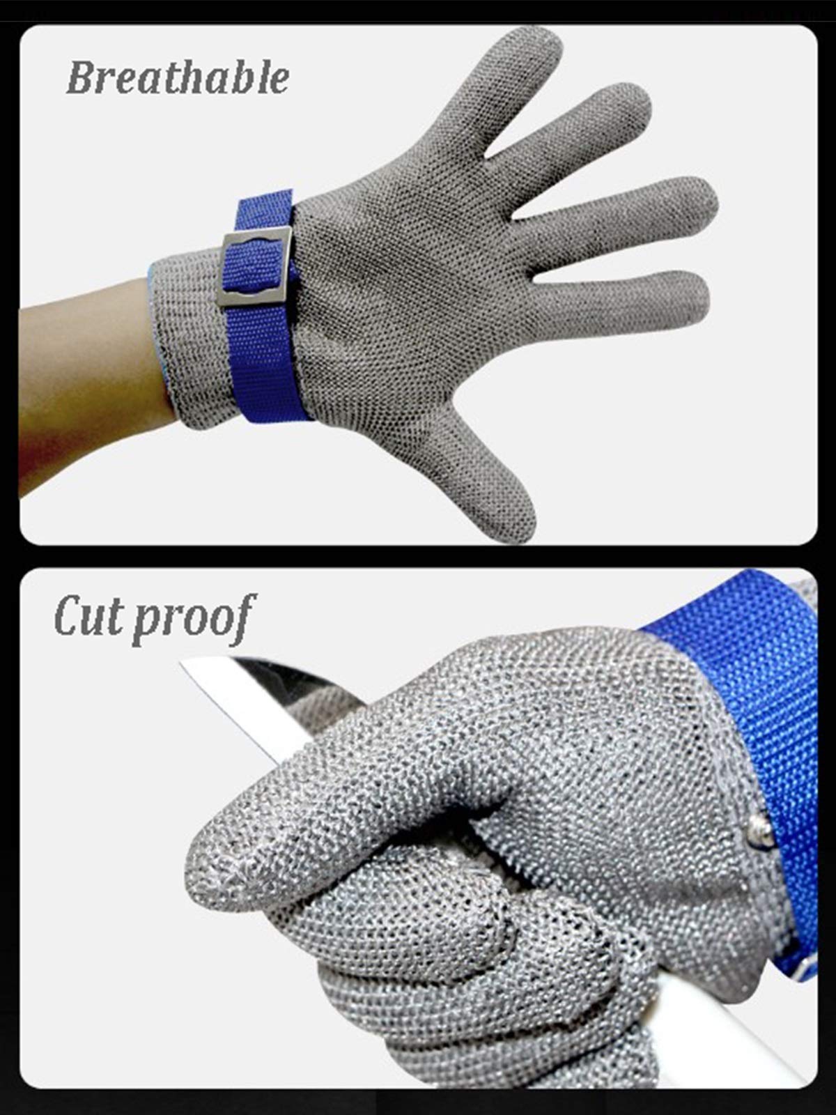 Guantes Anticortes, Guantes Resistentes a Cortes, de Alambre de Acero 316L, Resistentes a Cortes, para Pesca, Tallado de Madera y Carne.