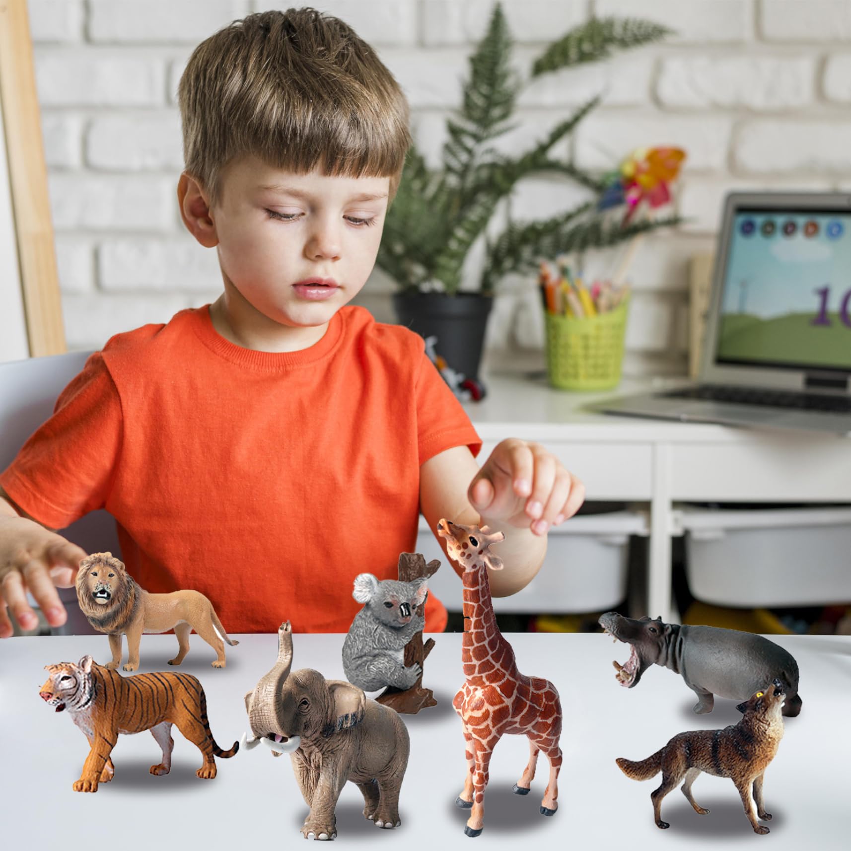 15 Stück Mini-Tierfiguren, realistische Wildtierfiguren aus Kunststoff für Wissenschaftsprojekte und Kuchendekoration, frühes Bildungsmodell für Kleinkinder, Kinder
