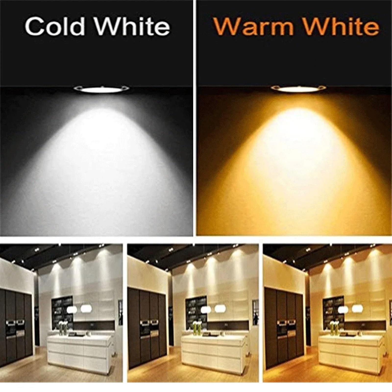 4 Bombillas de luz LED GU10 85-265V lámpara de Fuente IP65 focos LED Impermeables luz descendente LED Blanca cálida for iluminación Interior (Color : Warm White)