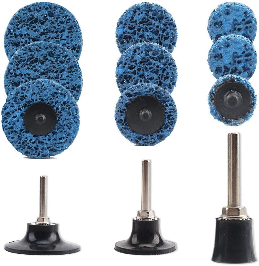 9Pcs 1'' 2'' 3''Quick Change Roloc Easy Strip Discs Mix Set with 3Pc Roloc Disc Pads,Abrasives Roloc Sanding Disc for Die Grinder Surface Prep Strip Grind Polish Finish Burr Rust Paint Removal