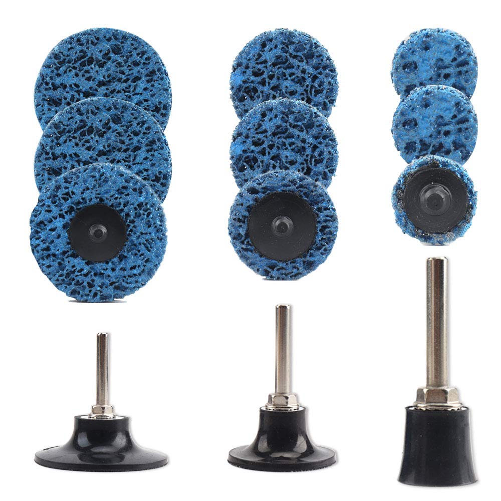 9Pcs 1'' 2'' 3''Quick Change Roloc Easy Strip Discs Mix Set with 3Pc Roloc Disc Pads,Abrasives Roloc Sanding Disc for Die Grinder Surface Prep Strip Grind Polish Finish Burr Rust Paint Removal