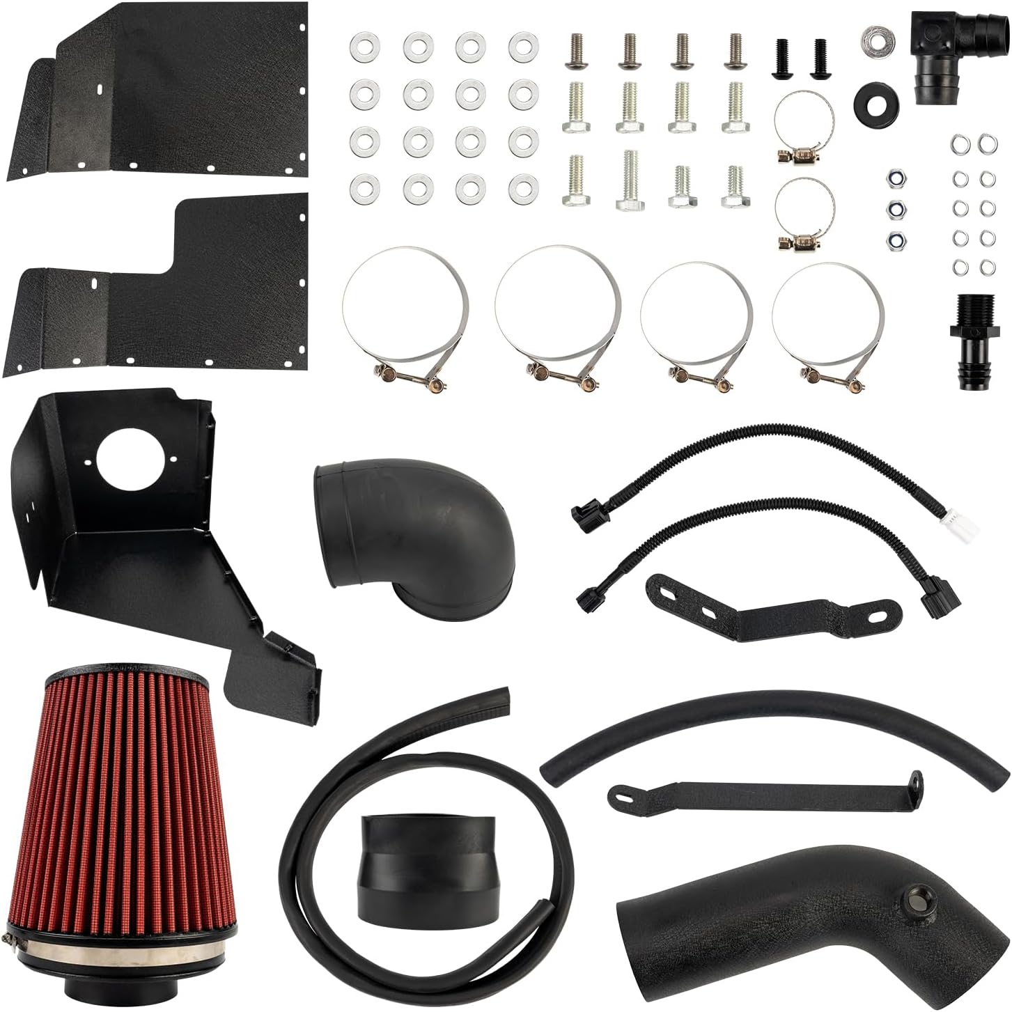 KAX 3.5 inch Cold Air Intake System Kit & Heat Shield Replacement for Ram 1500 2011-2018 5.7L V8, Ram 1500 Classic 2019-2024 5.7L V8, Dodge Ram 1500 2009-2010 5.7L V8, High Performance, RED