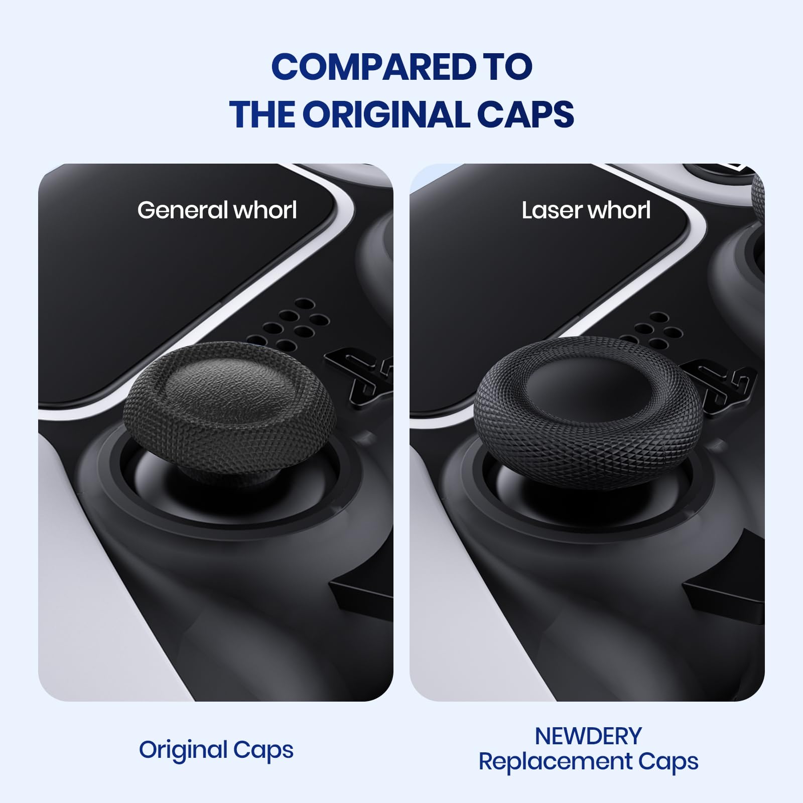 NEWDERY Joystick Replacement Grip Caps for PS5/PS4 Controller — Amazon image 6