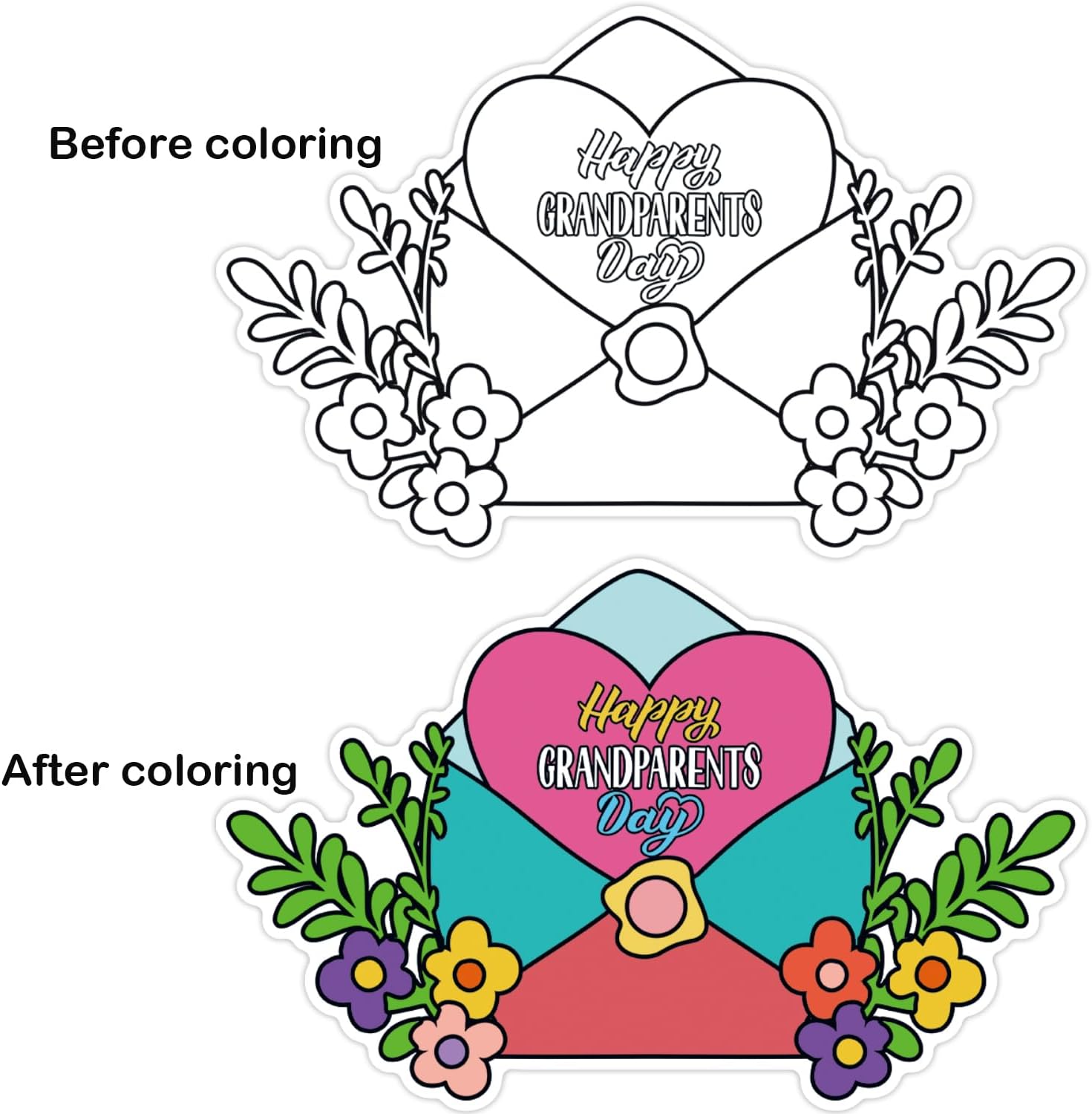 Happy Grandparents Day Party Supplies Paper Art Craft Coloring Cards Kit image 3