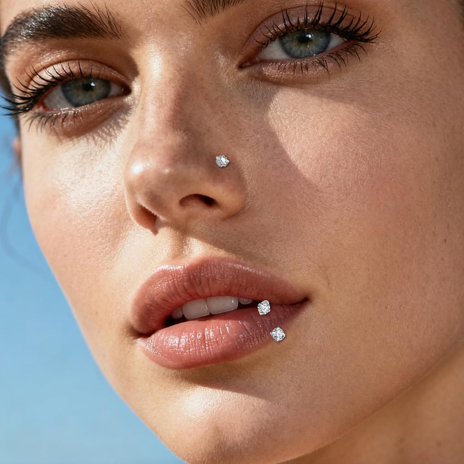 18g 20g 22g Nose Rings Surgical Steel Nose Ring Nose Rings Hoops Studs Diamond Nose Nostril Piercing Jewelry for Women Men Silver Black Gold Rose Gold
