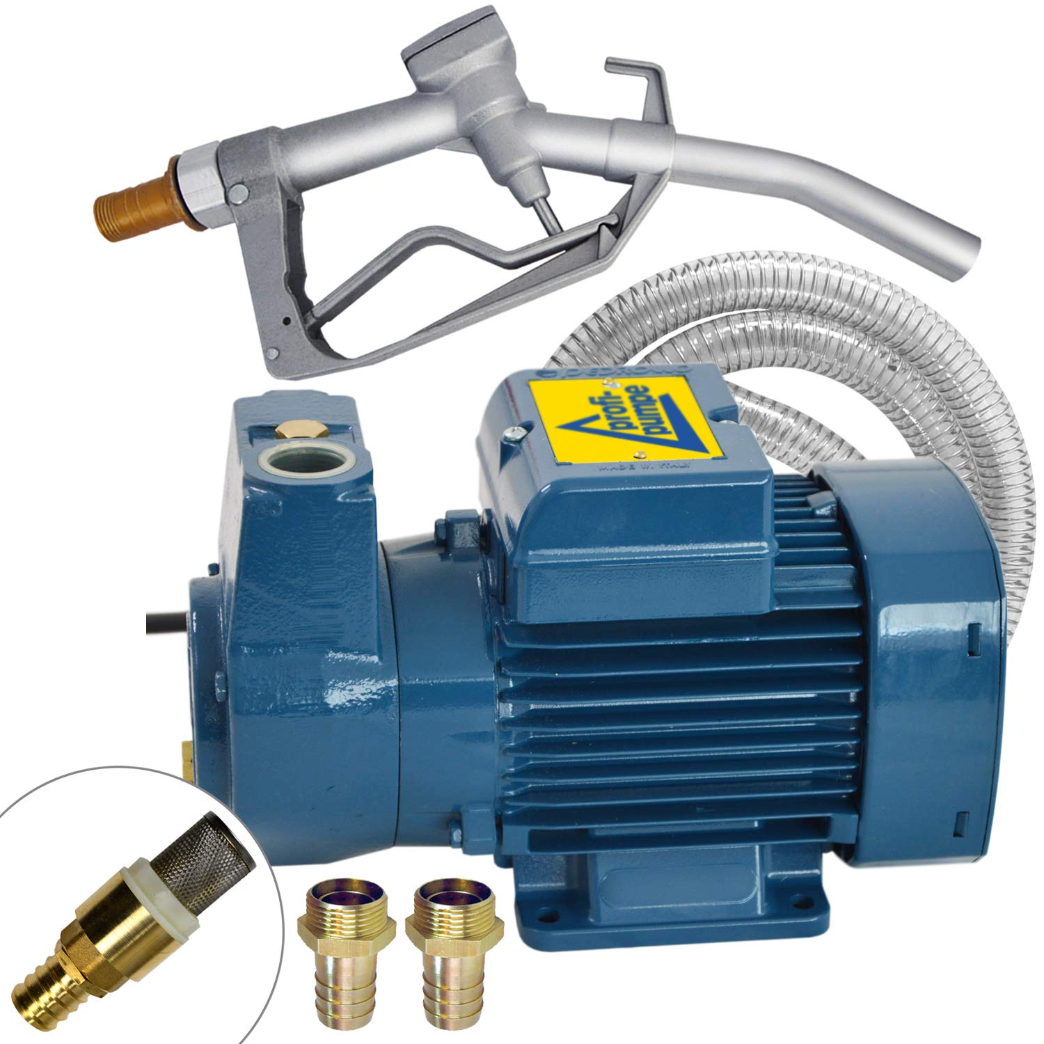 Profi-Pumpe® DeLuxe CKm 370 | Estación de Trasvase 230V Silenciosa | Kit con Pistola de Aluminio y 6m de Manguera | Caudal 2.400 l/h y Elevación 35m | Calidad Europea