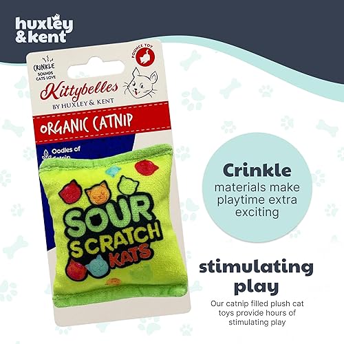 Miniatura 7 de Huxley & Kent Juguete de peluche para gatos  Juguete interactivo de hierba gatera para gatos y gatitos  Suave con arrugas y hierba gatera  Divertido