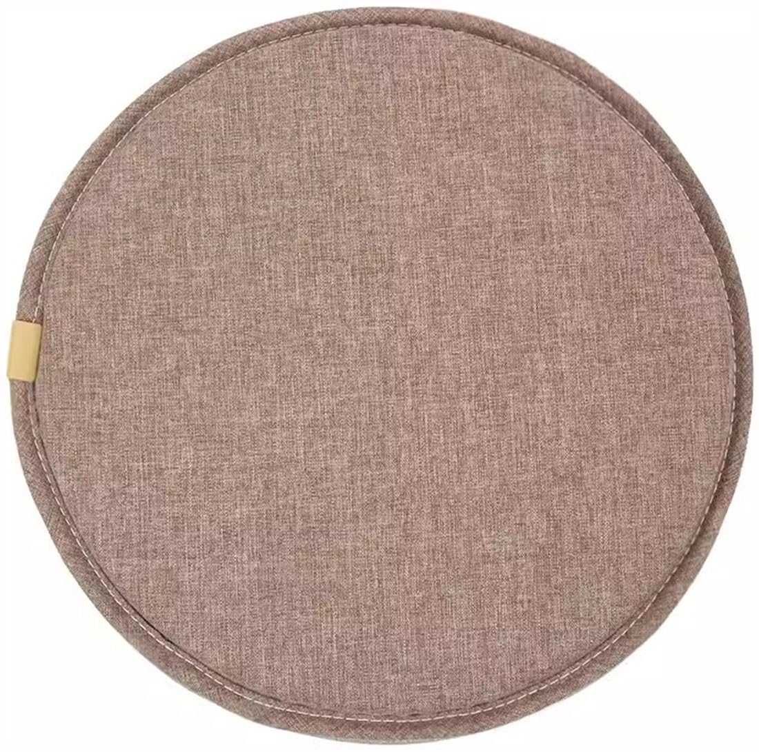 Ghjceviov Breathable Cotton And Linen Chair Cushion, Round Seat Cushion With Elastic Ties Hooks, Diameter 30cm/33cm/35cm/40cm/45cm Anti-Slip Kitchen Chair Pad(Coffee Gray,30 * 30cm)