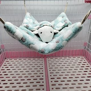ISMARTEN Small Animal Hanging Hammock, Pet Hanging Nap Sack Sleep Bag Bed, Cage Hammock Beds for Ferret Guinea-Pig Sugar Glider Hamster Rat Mice Chinchilla Flying Gerbil and Squirrel (Green)
