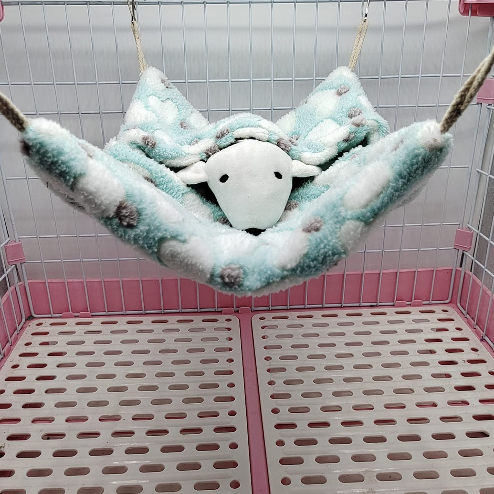 Small Animal Hanging Hammock & Sleep Sack - Cozy Fleece Bed For Ferrets, Guinea Pigs, Hamsters & More
