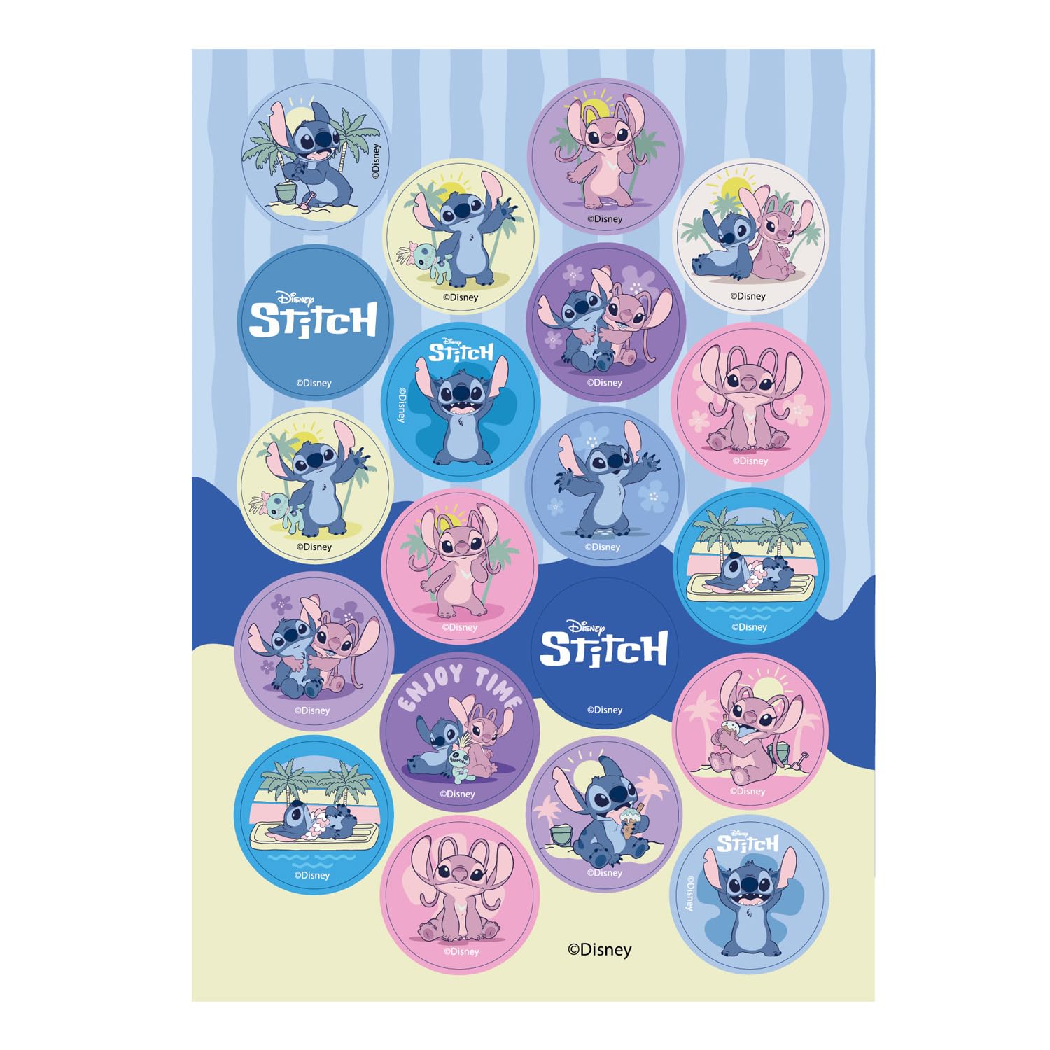 Dekozauber24 Essbare Muffindeko Stitch, 20 Stück, vegetarische Tortendeko ohne Zuckerzusatz für Muffins und Cupcakes, glutenfrei, kinderleicht anzuwenden